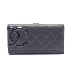 シャネル CHANEL 二つ折り長財布 カンボンライン ブラック/ブラックエナメル レザー パテントレザー カンボン Wホック長財布 レディース Used A