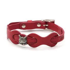 【新品】 レザーリング猫首輪 赤 942912 わちふぃーるど 猫のダヤン ねこ 猫 猫用首輪 革 日本製  猫 ねこ かわいい おしゃれ