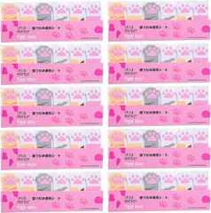 CAWKAY 付箋 猫 肉球 ねこ 手足 ふせん ステッカー インデックスシール 繰り返し使用 メモ帳 ノート 教科書 事務用 学習用 学校 (ネコ肉球（6冊x10セット）)