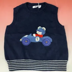 未使用 familiar 乗り物モチーフのニットベスト 90センチ