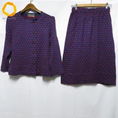 #wnc サイトウトヨコ 斉藤都世子 セットアップ 紺 赤 総柄 リボンモチーフ ツーピース ニット レディース [993890]