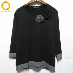 #wnc インゲボルグ INGEBORG カットソー 黒 グレー ニット 花モチーフ コサージュ アンゴラ混 レディース [994703]