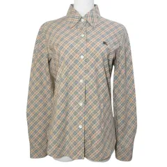 バーバリーブルーレーベル BURBERRY BLUE LABEL ノバチェックシャツ 長袖 ホース刺繡 38 M相当 ベージュ系 /X
