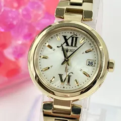 【稼働】セイコー ルキア SEIKO LUKIA 1B22-0AC0 電波ソーラー 腕時計 ゴールド レディース デイト シェル文字盤 10気圧防水