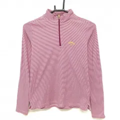 【美品】キャロウェイ 長袖ハイネックシャツ ピンク×白 ボーダー ハーフジップ レディース M ゴルフウェア Callaway