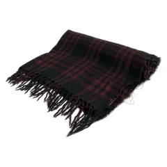 LOEWE(ロエベ) ストール(ショール) - 黒×ボルドー チェック柄 ウール、カシミヤ、シルク