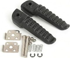 Quriest バイク ステップ バー カワサキ ニンジャ バリオス ゼファー他 対応 バイク用品 社外品 汎用 (マットブラック 艶消し,  ノーマル ステップ長 77mm　ピン径 6mm)