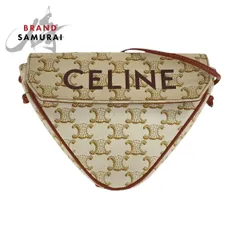 美品 CELINE セリーヌ トリオンフ トライアングル ベージュ ブラウン PVC 斜め掛け ショルダーバッグ ポシェット レディース 501955【中古】