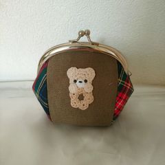 がま口ポーチ 財布 カードケース ハンドメイド テディベア - メルカリ