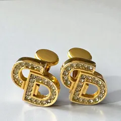 【中古】Dior　ラインストーン CD ロゴ　イヤリング ゴールド