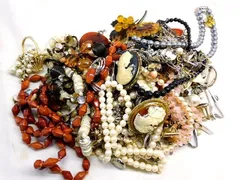 B番 メッキアクセサリー セット 約860g ■ ネックレス リング イヤリング ブローチ 等 まとめ売り □8B