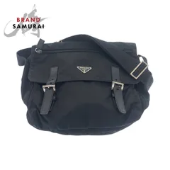 美品 PRADA プラダ テスート 三角ロゴプレート ブラック 黒 シルバー金具 ショルダーバッグ メッセンジャーバッグ レディース 505688【中古】