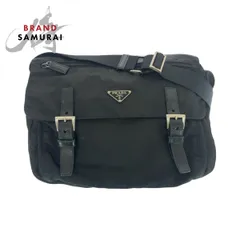 PRADA プラダ テスート 三角ロゴプレート ブラック 黒 シルバー金具 ショルダーバッグ メッセンジャーバッグ レディース 505910【中古】