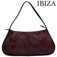 IBIZA イビサ　ハンドバッグ　手持ちバッグ　オーストリッチ　レザー　ボルドー