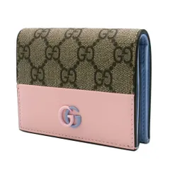 【新品】グッチ 790055 AADQG 4947 (ベージュ系マルチ×ブルー系マルチ) カードケース 財布 GUCCI GGマーモント GGスプリーム 二つ折り ウォレット ブティックライン レディース