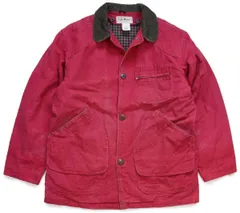 90s USA製 L.L.Bean PRIMALOFTプリマロフト ライナー付き ダメージ ダック地 フィールドコート 赤紫 M★ジャケット ハンティング