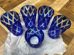 江戸切子　色被せ切子 グラス 5個セット  A83-25500