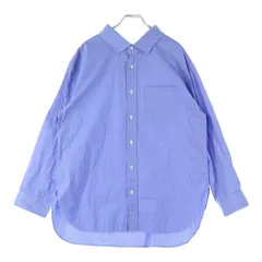 Gymphlex (ジムフレックス) ストライプ柄 フロント刺繍 長袖シャツ ブルー 19S-WS-002