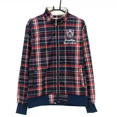 【美品】フィラゴルフ ジャケットブルゾン ネイビー×レッド チェック 裏起毛  メンズ L ゴルフウェア FILA GOLF