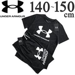 新品 黒 140 150 アンダーアーマー ジュニア 上下セット 半袖Tシャツ ハーフパンツ キッズ 子供服 ブラック