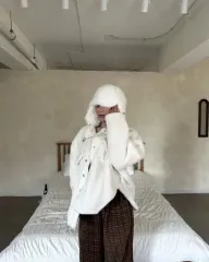 フリース ブークレ イヤーマフラー帽子