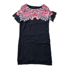  Desigual デシグアル ドット×オリエンタル柄 半袖ワンピース レディース42【Z1805】