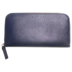 MARNI (マルニ) ロゴデザイン ラウンドジップ ロングウォレット 長財布 ネイビー