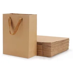 （縦型）15*20*6cm) (10枚セット 再利用可能 お土産 結婚式用 誕生日 ラッピング ラッピング 贈り物 小物収納 バッグ 厚手の無地ギフトギフトボックス 袋 プレゼントバッグ 収納袋 手提げ袋 ラッピング袋 クラフト紙 ギフトバッグ 紙袋 サムコス