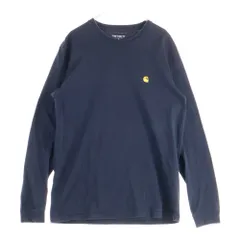CARHARTT (カーハート) ミニロゴ エンブロイダリー ロングスリーブ 長袖クルーネックTシャツ カットソー ブラック I022923