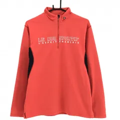 【美品】ルコックゴルフ 長袖ハイネックシャツ レッド×黒 袖下切替 ハーフジップ 裏微起毛  メンズ LL ゴルフウェア le coq sportif