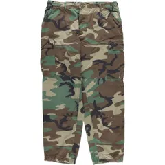古着 90年代 米軍実品 迷彩柄 ウッドランドカモ リップストップ ミリタリー カーゴパンツ コンバットパンツ USA製 LARGE -/eaa616342