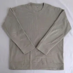 UNIQLO　ユニクロ　メンズ　カジュアル　Lサイズ　トレーナー　スウェット　グリーンベージュ　無地　ボア生地　AIN2-1E