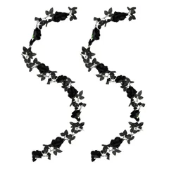 写真背景 パーティー 壁掛け造花 フラワーガーランド 花園装飾 手作り花輪 枯れない花 黒ローズ ホームデコレーション 人工バラのつる ハロウィン飾り 2本セット ガーランド 造花 黒 バラ siawadeky