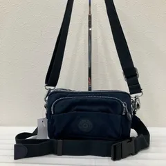87　KIPLING　キプリング　ショルダーバッグ　 2way　ボディバッグ　ウエストバッグ　 ネイビー系　紺　ナイロン　軽量　無地　 ロゴ　ミニバッグ　レディース