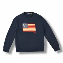 POLO RALPH LAUREN アイコニックフラッグセーター 星条旗 ニット ポロ・ラルフローレン ネイビー M （9716M）