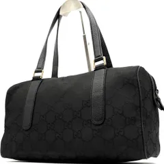 極美品 GUCCI グッチ ミニボストンバッグ ハンドバッグ GG ナイロン レザー 大容量 ユニセックス 手持ち 肩掛け◯ メンズ レディース ブラック