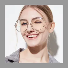 メガネ レディース 丸メガネ 大きいサイズ メタルフレーム 軽量 度なしシンプル ファッション 小物 おしゃれ眼鏡42717