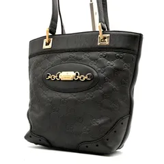 美品・正規品 GUCCI グッチ GG シマレザー ハンドバッグ トートバッグ ホースビット 手持ち 肩掛け◯ 大容量 レディース ブラック