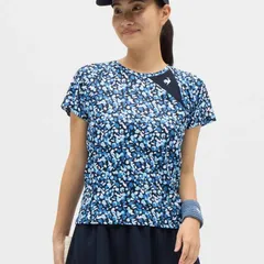 【新品】le coq sportif（ルコック）半袖ティーシャツ Aile forme グラフィックゲームシャツ レディース 女性 吸汗速乾/UV CUT(UPF50+)/遮熱/クーリング(効果)/消臭/JTA公認　ネイビー　LN5FHT10L-NV00