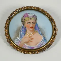 [IM] ヴィンテージ リモージュ フランス ブローチ アクセサリー 女性 磁器 プレート LIMOGES FRANCE 現状品