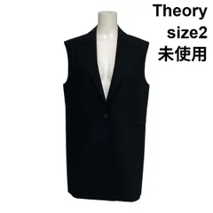 ◇ 未使用 セオリー Theory テーラードベスト ジレ ノースリーブ ミドル丈 シングルボタン 黒 ブラック 毛混 2 M 9号 レディース S6B478