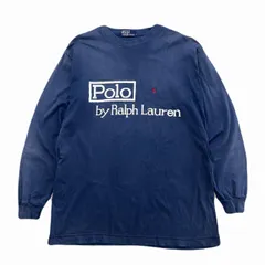ポロ ラルフローレン ロンT メンズ Lサイズ相当 ネイビー フェード 長袖 Tシャツ 胸ロゴ シンプル 