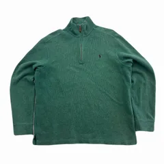 ポロ ラルフローレン スウェット メンズ Mサイズ グリーン ハーフジップ ハイネック トレーナー 緑 シンプル 定番
