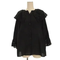 ローリーズファーム LOWRYS FARM レースフリル ブラウス 長袖 ブラック 251117E