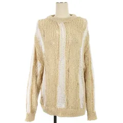 ザラ ZARA 異素材 ストライプ ニット セーター 長袖 ベージュ ホワイト S 241226E