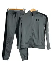 【美品】UNDER ARMOUR アンダーアーマー　ジャージ上下　セットアップ　グレー　キッズ　サイズ150【Z1798】