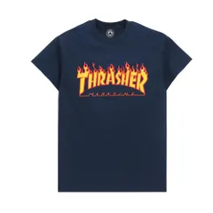 THRASHER T-SHIRT スラッシャー Tシャツ FLAME NAVY（US企画）　スケートボード スケボー