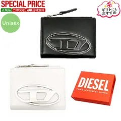 新品 DIESEL ディーゼル 二つ折り財布 1dr bi-fold zip ii X09888 PR818 メンズ レディース ミニ財布 オーバルD レザー カラー2色 ユニセックス X09888PR818
