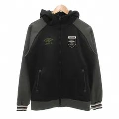 アンブロ UMBRO パーカー フーディー ラグランスリーブ M 黒 ブラック グレー ジップアップ /IU