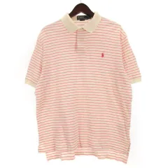ポロ バイ ラルフローレン Polo by Ralph Lauren ボーダー ポロシャツ 半袖 ホワイト ピンク LL 260113E